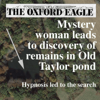June 7, 1998 Satellite photo of a lake with the headline 'Mystery woman leads to discovery of remains in Old Taylor pond'
